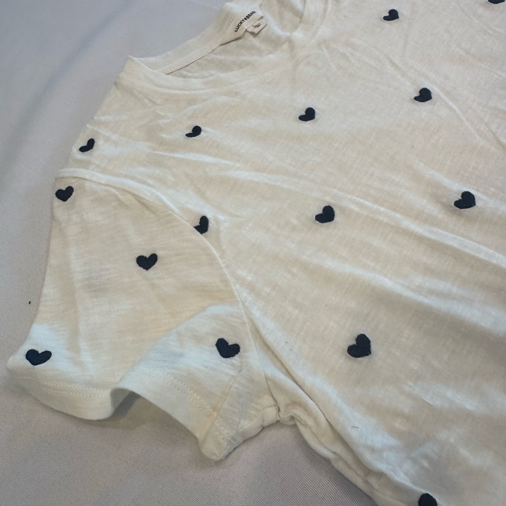Lucky Brand Black Heart Pattern Short Sleeve Tee Size Large - Picture 5 of 7